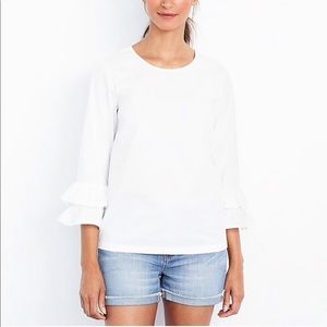 Jcrew Double ruffle-sleeve top